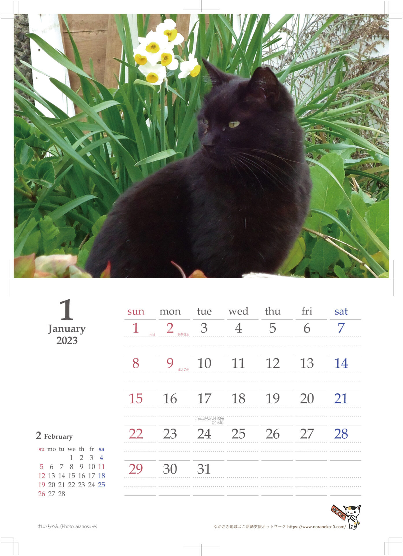 2023年のねこ写真-壁掛カレンダー – ながさき地域ねこ活動支援ネットワーク
